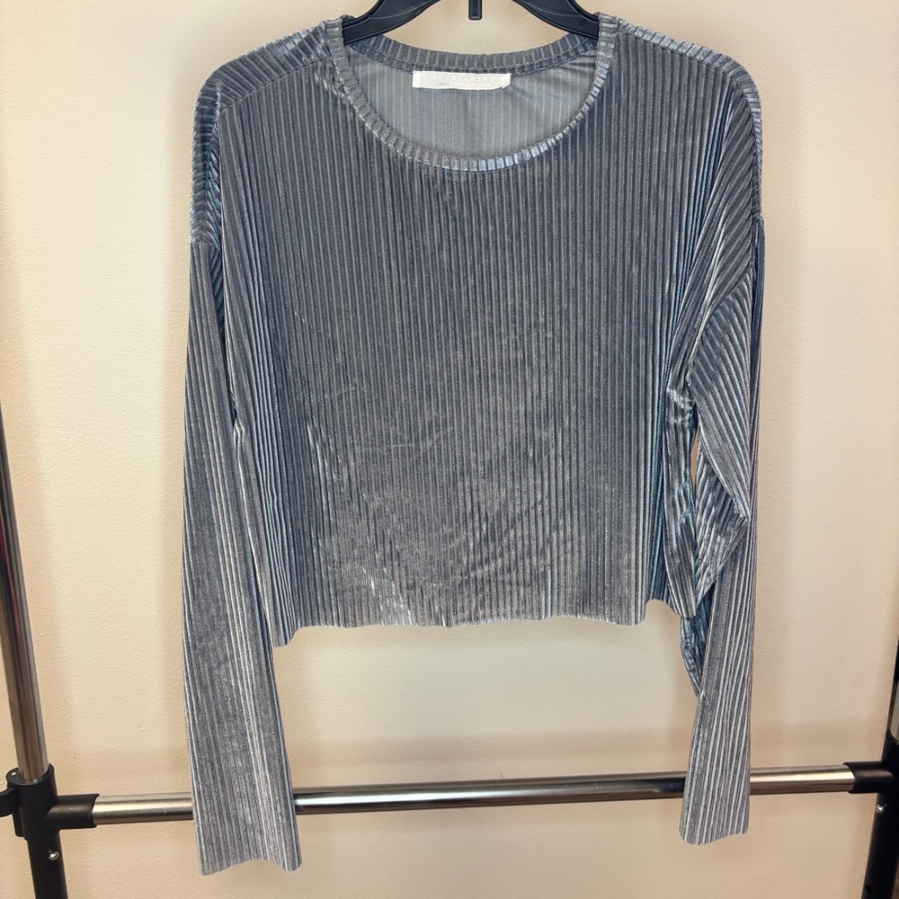Double Zero Elegant Gray Velvet‎ Women's Long sleeve Top Size Large